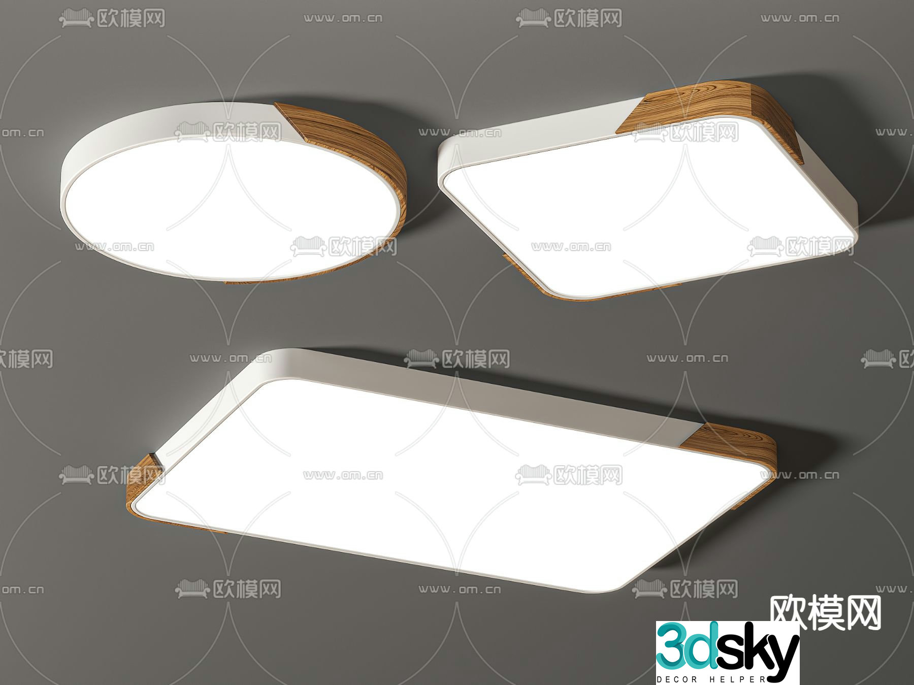 Round ceiling lamp Square ceiling lamp 3D model
