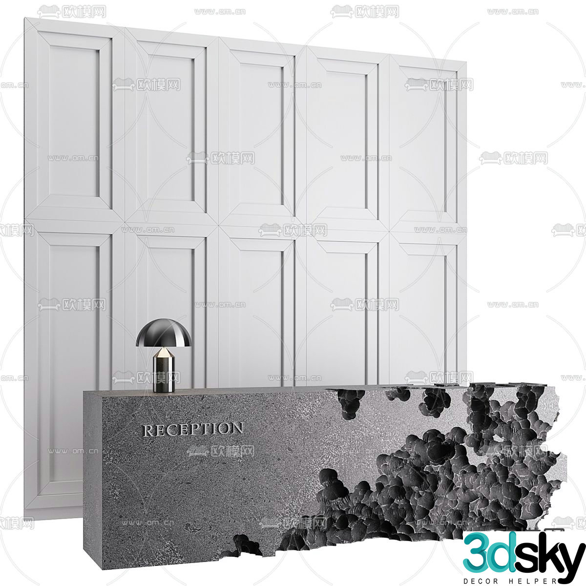 Advanced gray front desk reception desk service desk information desk 3D model