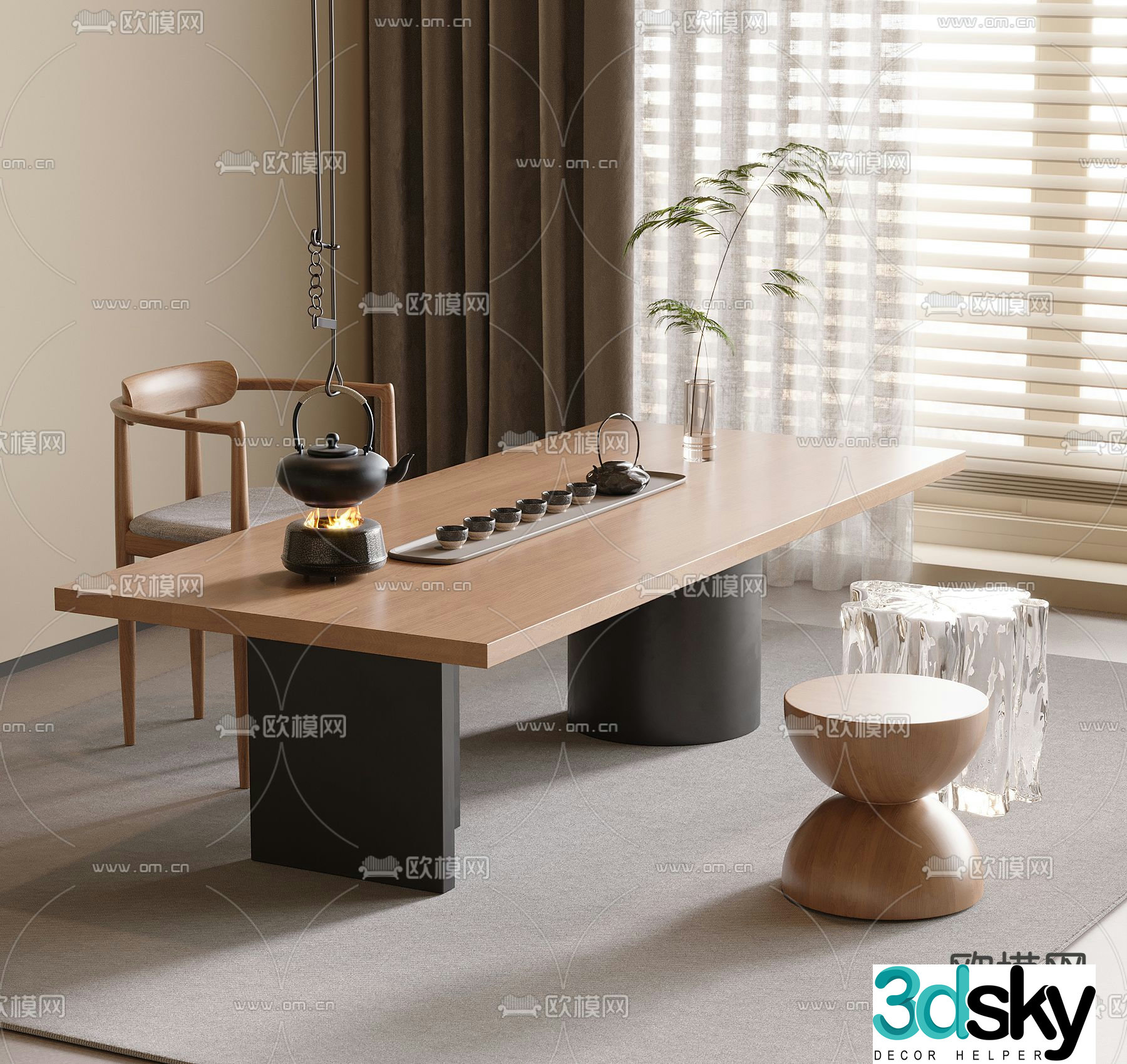 New Chinese style tea table tea table 3d model
