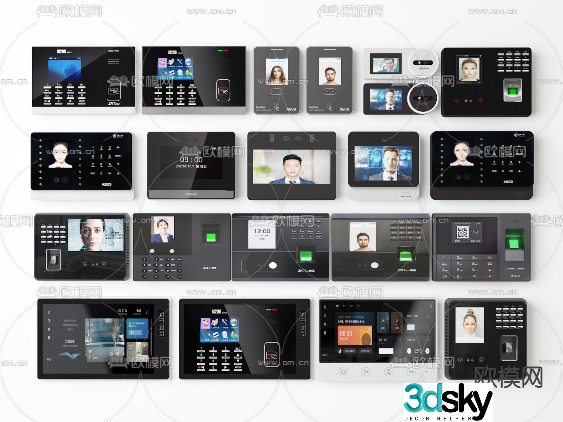 Fingerprint machine face recognition machine face machine clock card machine doorbell 3D model