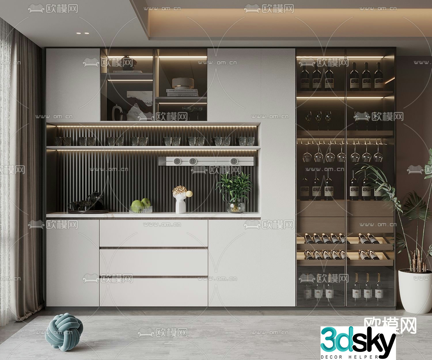 Modern wine cabinet sideboard 3d model