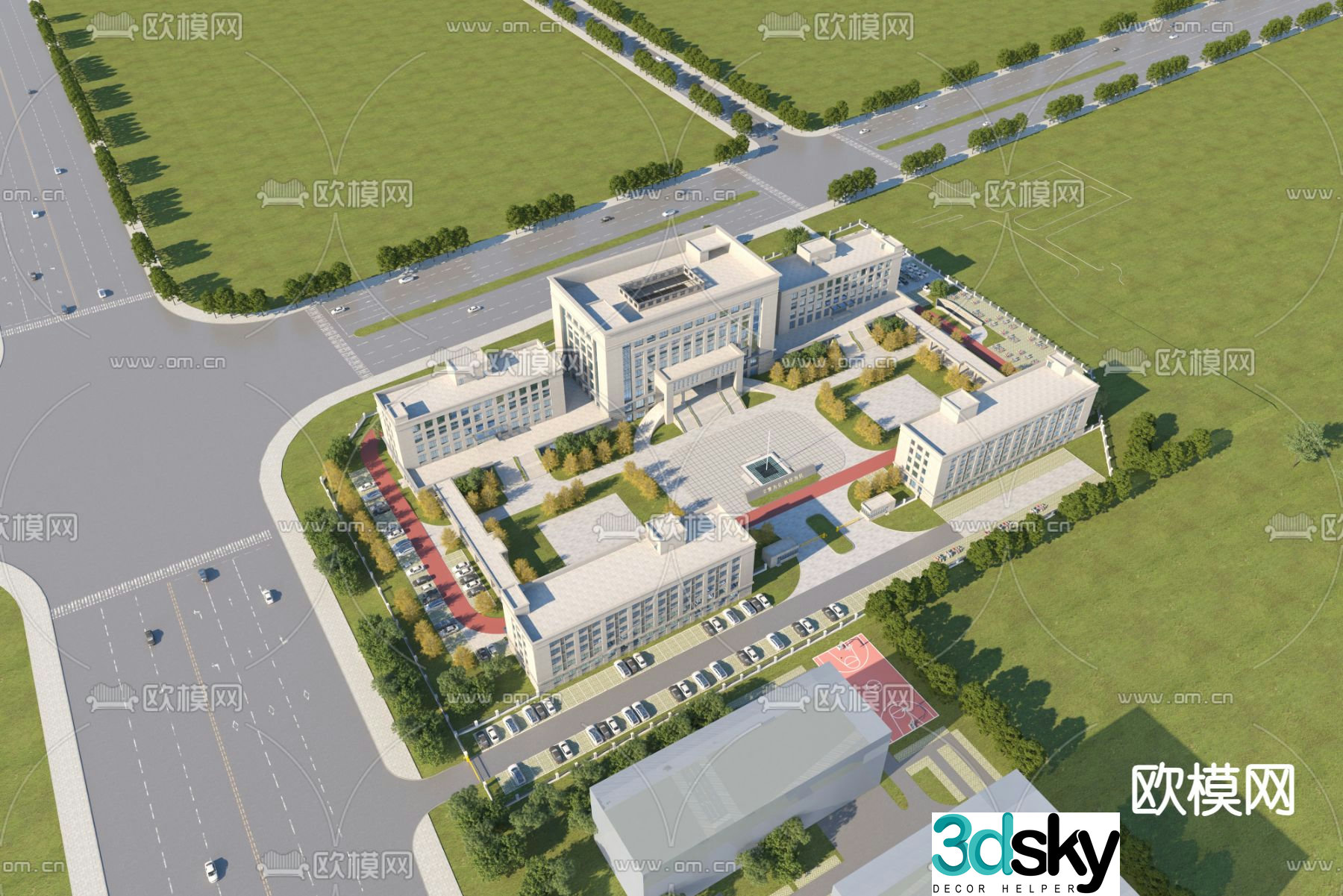 Public Security Bureau Bird’s View Government Office Building 3D Model