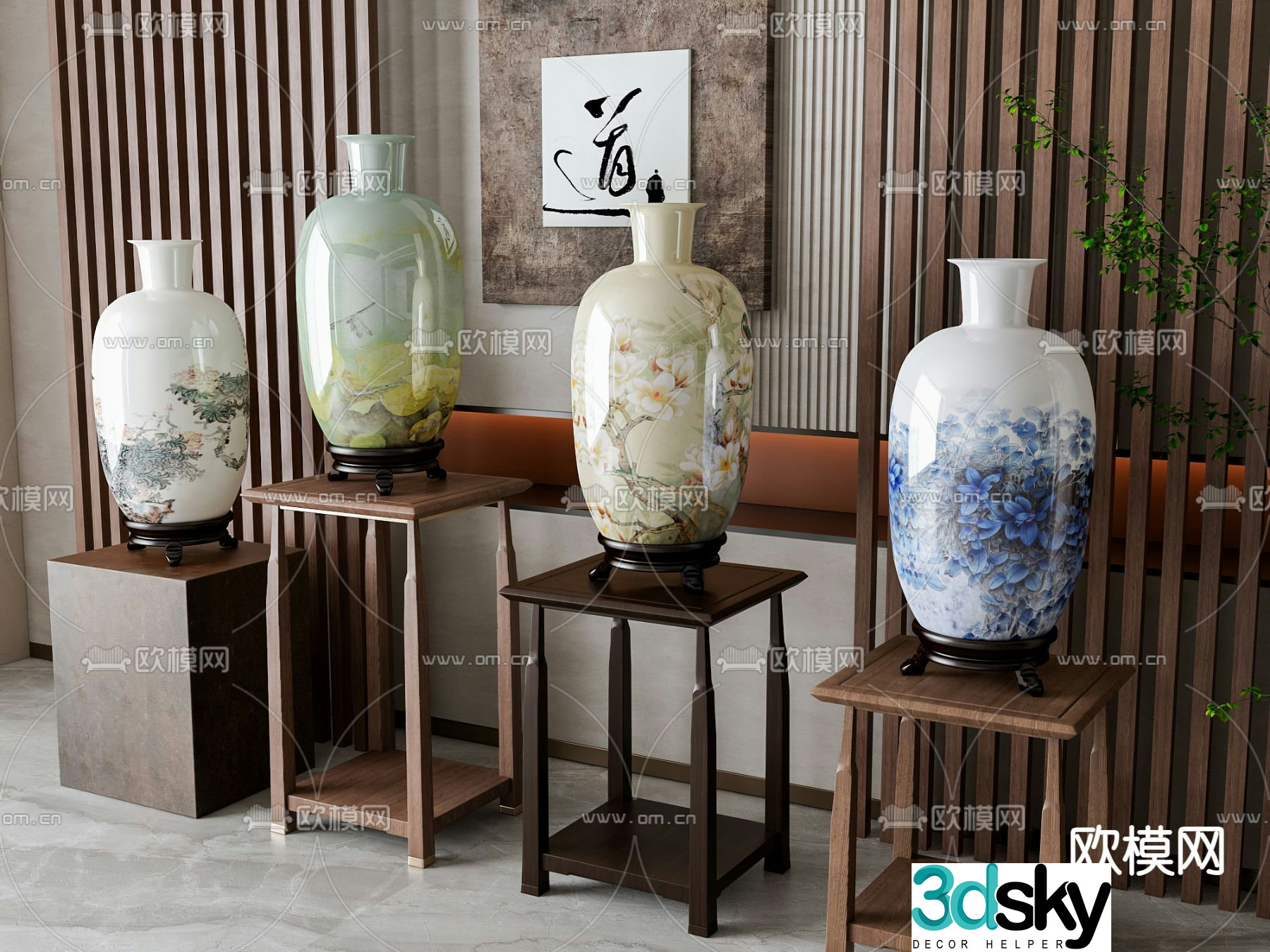 New Chinese porcelain vase ceramic 3d model