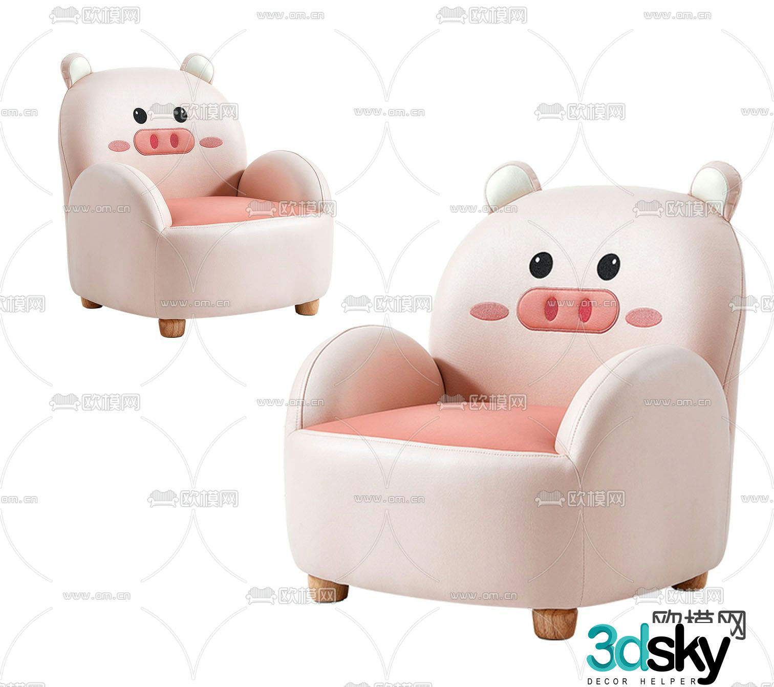 Children’s Sofa Baby Cartoon Chair Piggy Sofa 3D Model