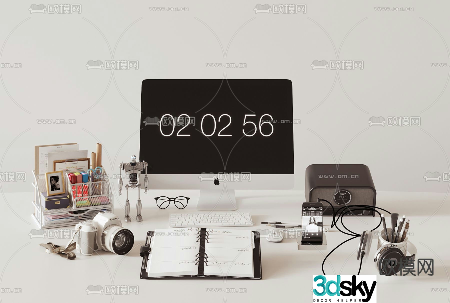 Office supplies folder storage rack computer coffee notebook 3d model
