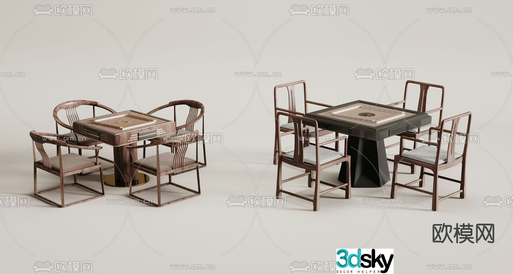 New Chinese style mahjong table chess and card table 3d model