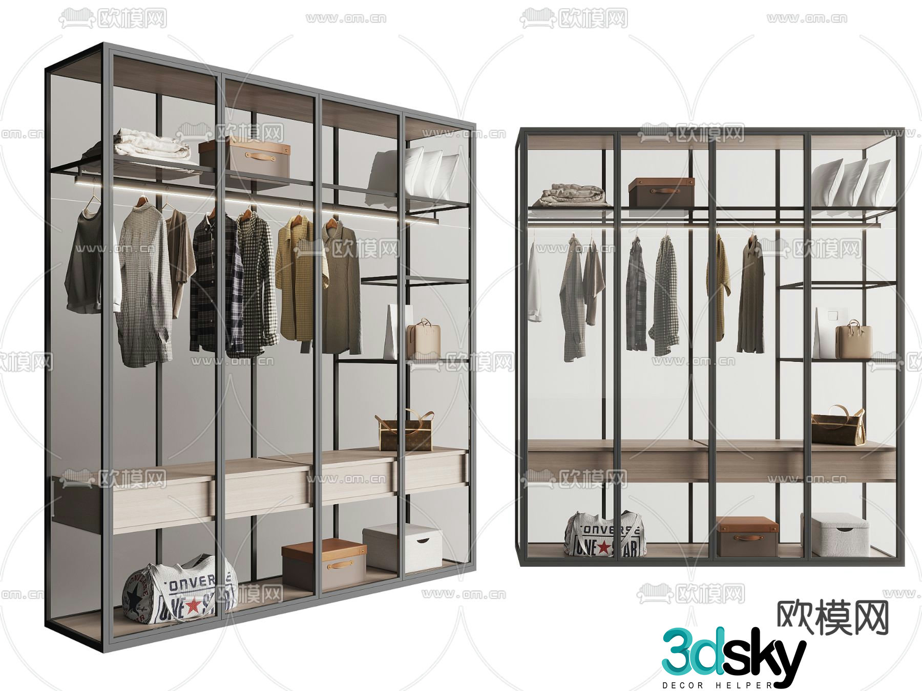 glass wardrobe wardrobe 3d model