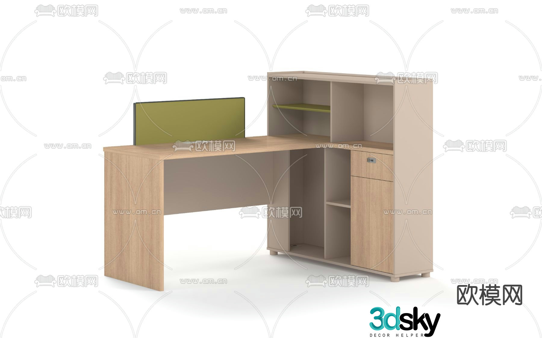 Desk employee desk post card slot 3D model