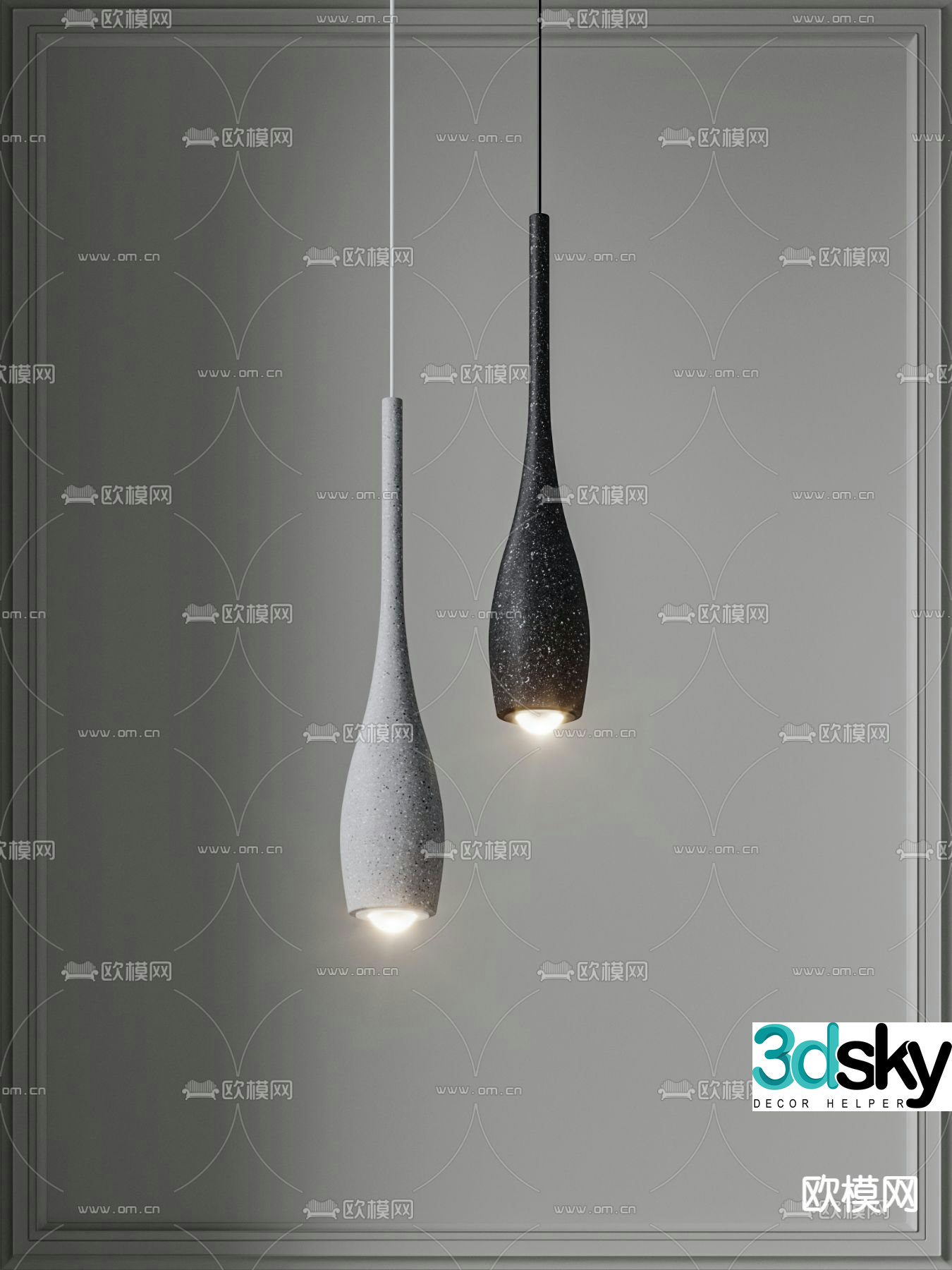 Micro cement chandelier water drop chandelier bedside small chandelier 3d model