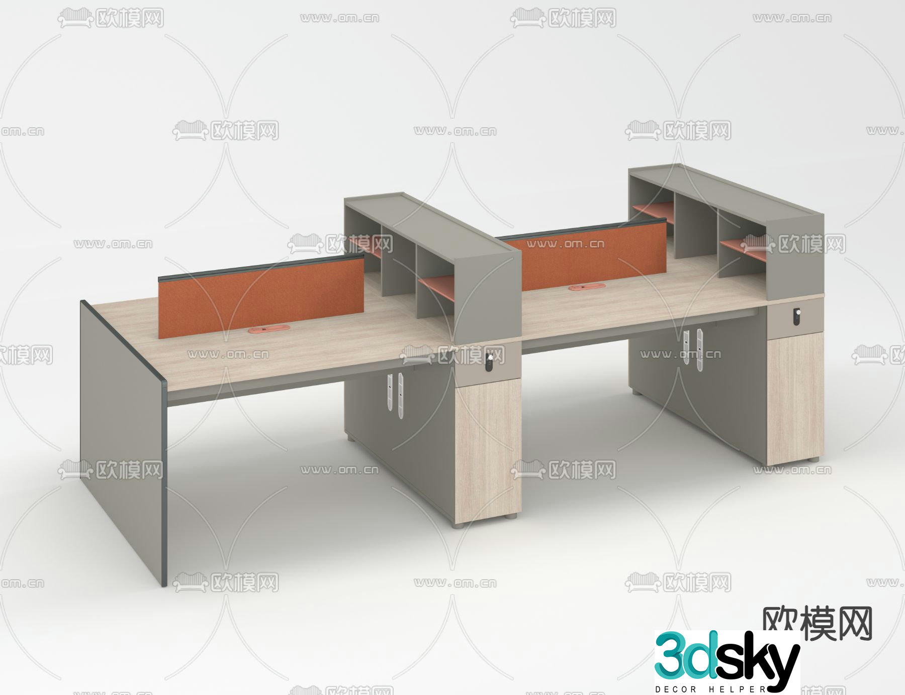 Desk employee desk post card slot 3D model