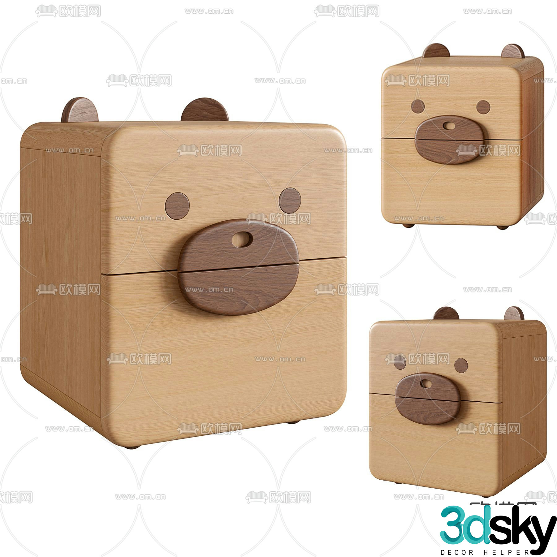 Modern children’s cabinet bear bedside table 3d model