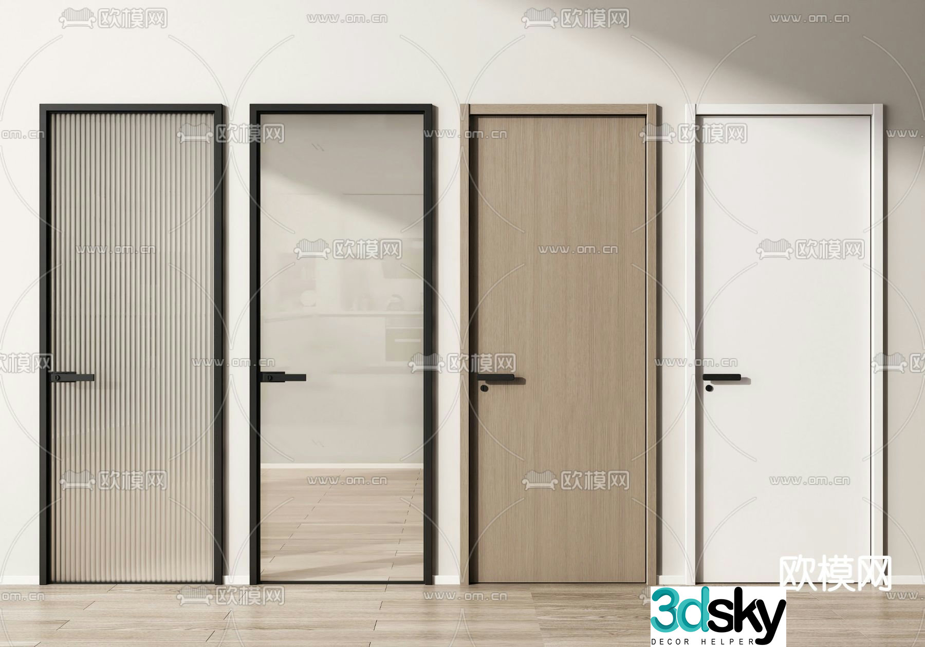 Bedroom door swing door 3d model