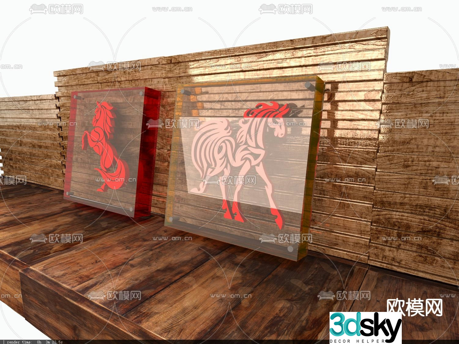 Acrylic three-dimensional drawing horse elements 3d model