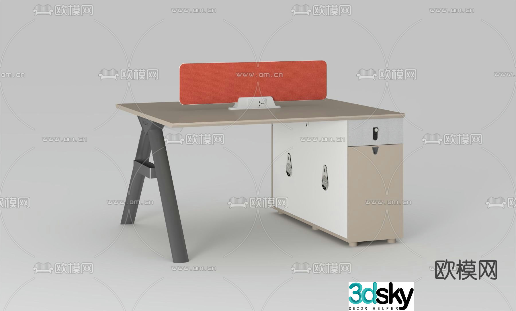 desk employee desk post 3d model