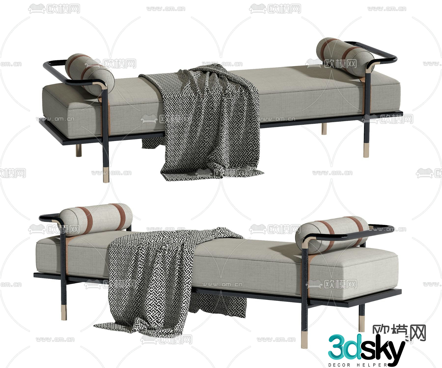 New Chinese style bed stool 3D model