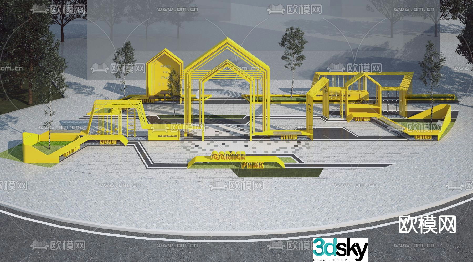 Pocket Park Landscape Park 3d model