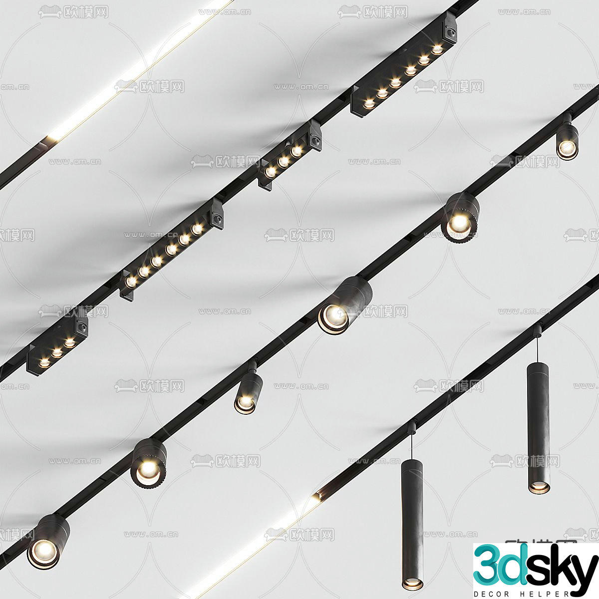 Magnetic light spotlight downlight track light 3d model