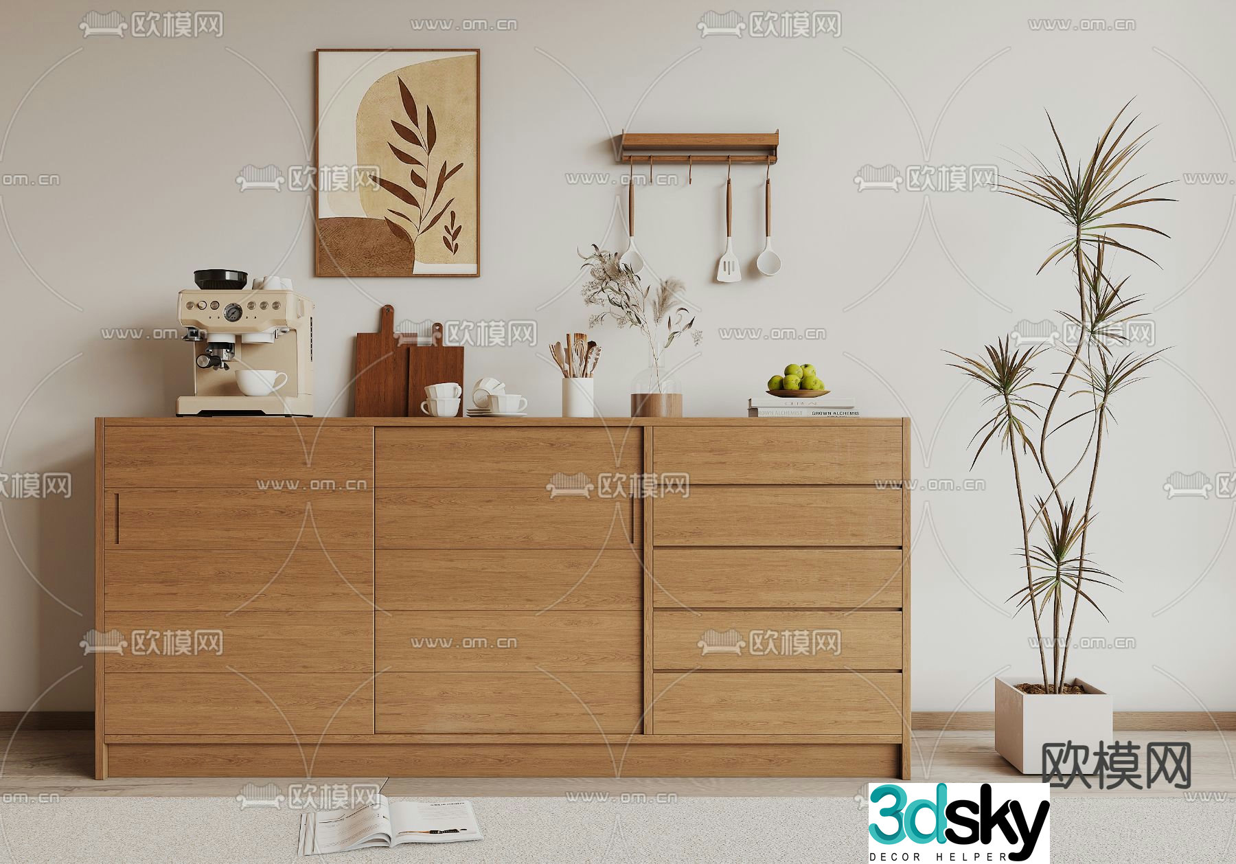 Modern sideboard drawer 3d model