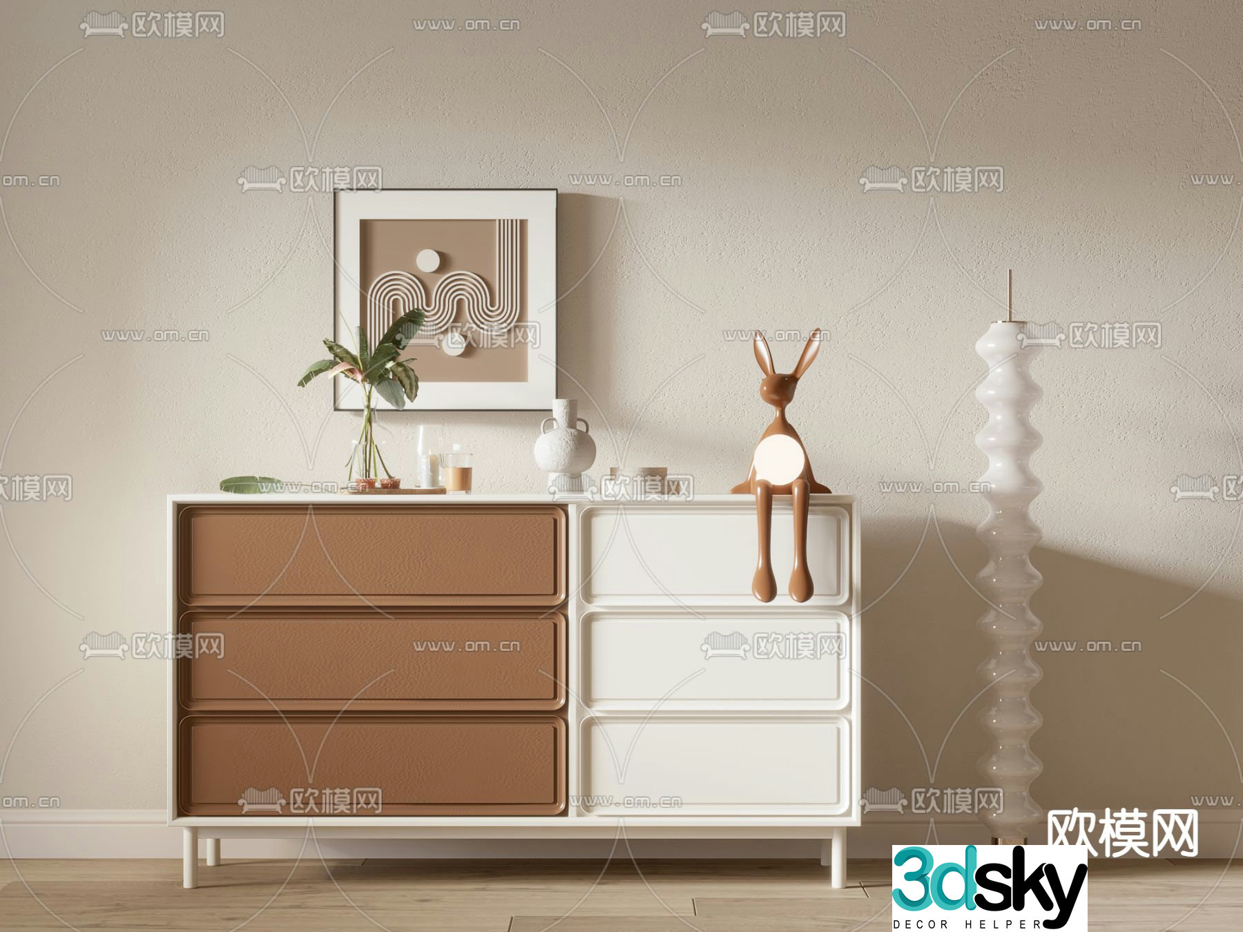 Modern porch cabinet low shoe cabinet end view cabinet 3D model