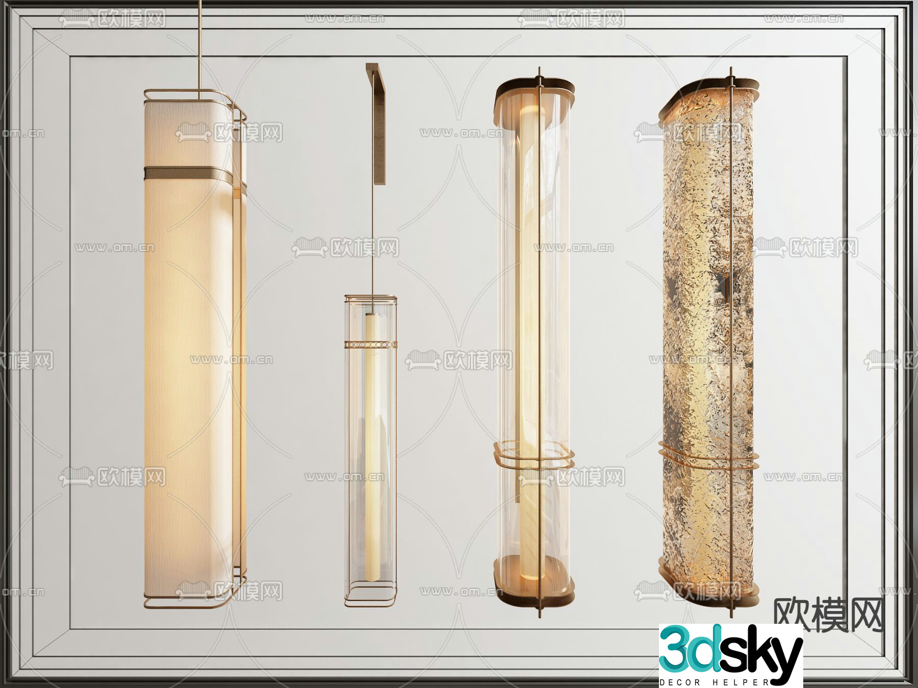 Long wall lamp glass wall lamp 3d model
