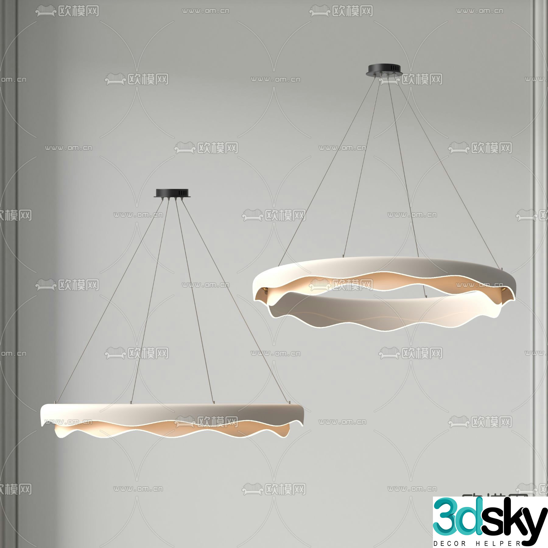 Creamy Chandelier Ring Chandelier 3d Model