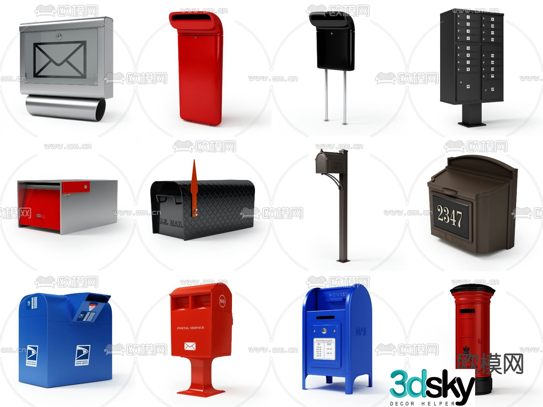 Mailbox Mail Bucket Outdoor Mailbox 3D model