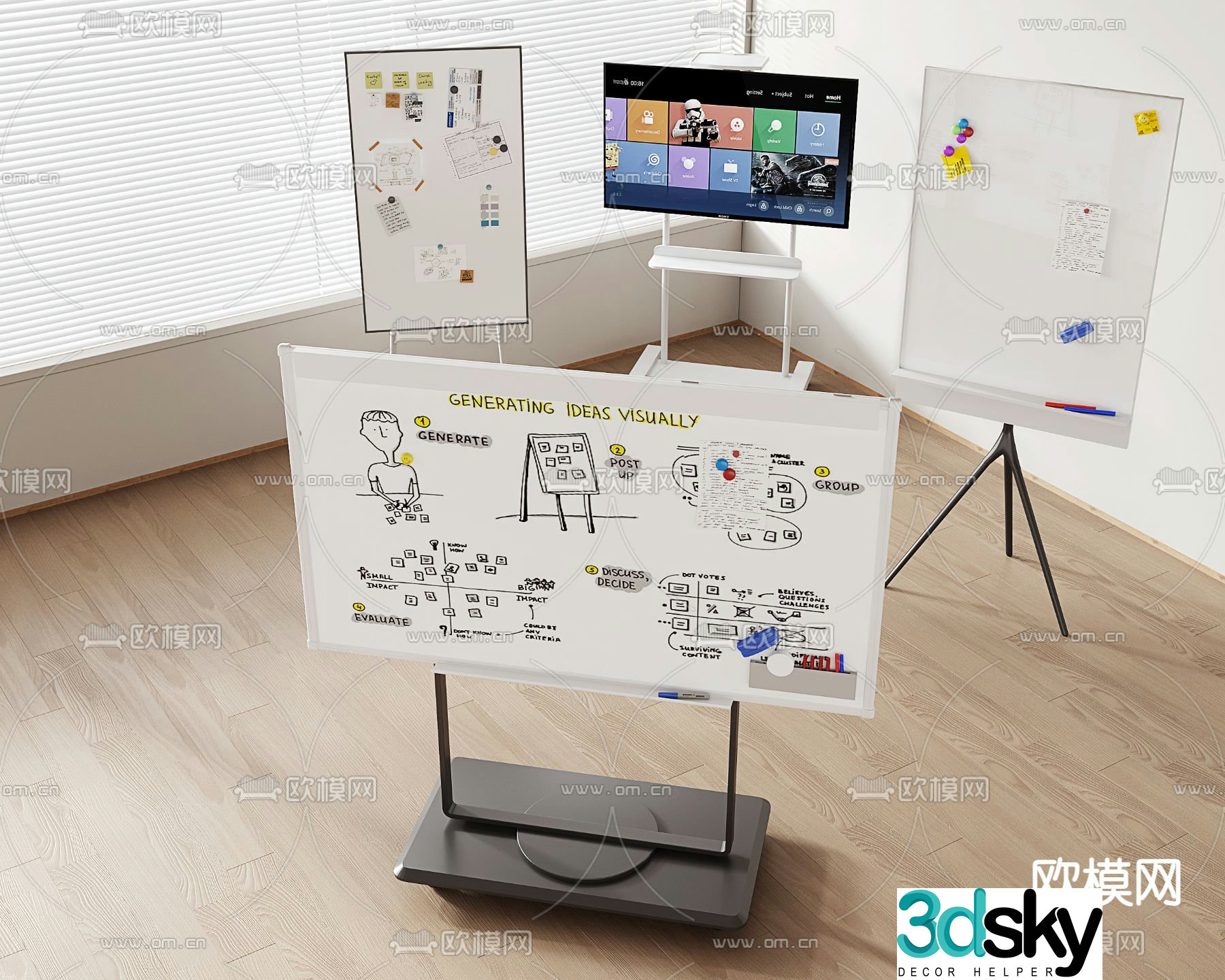 Mobile drawing board whiteboard writing pad 3d model