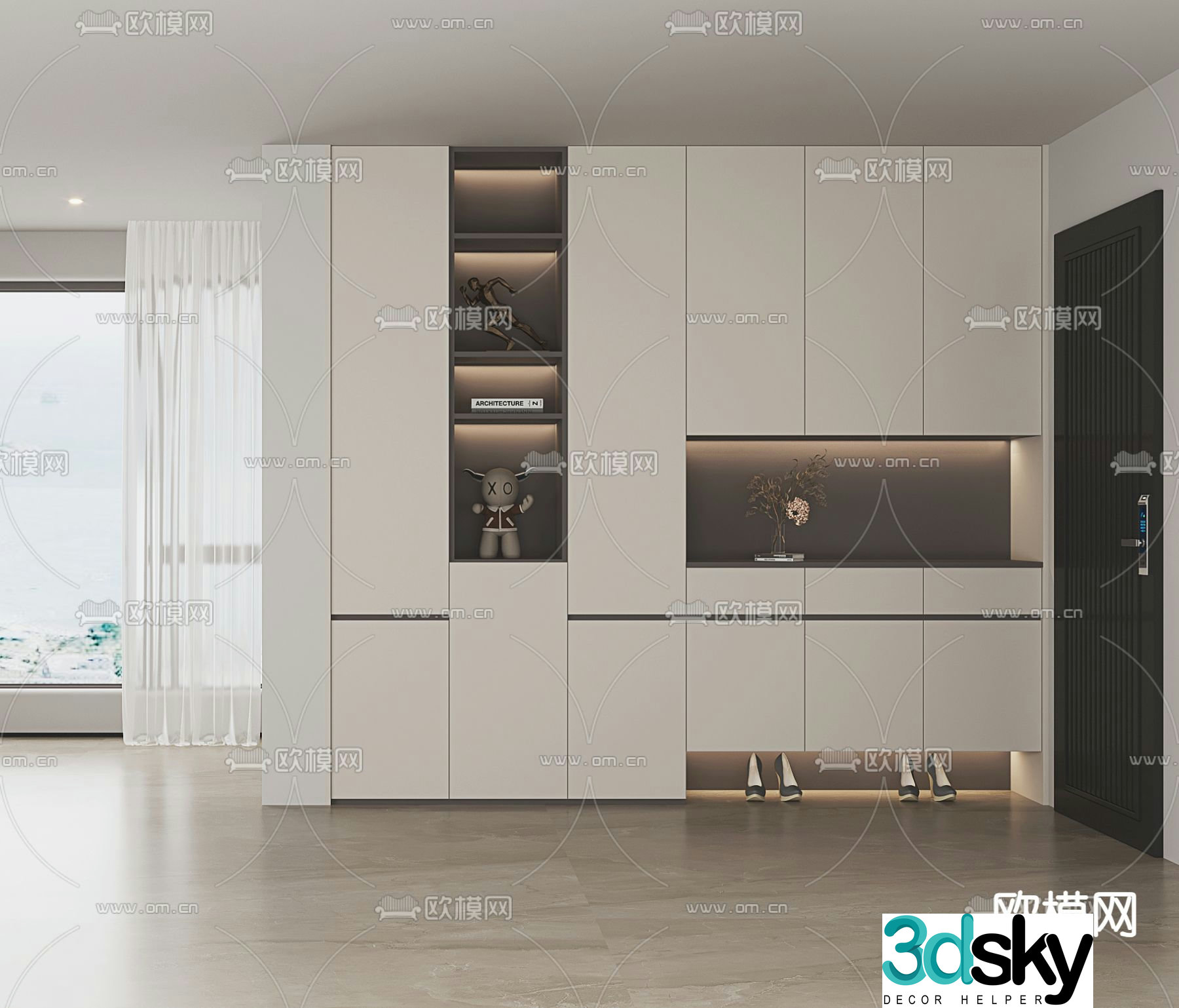Porch shoe cabinet storage cabinet 3d model