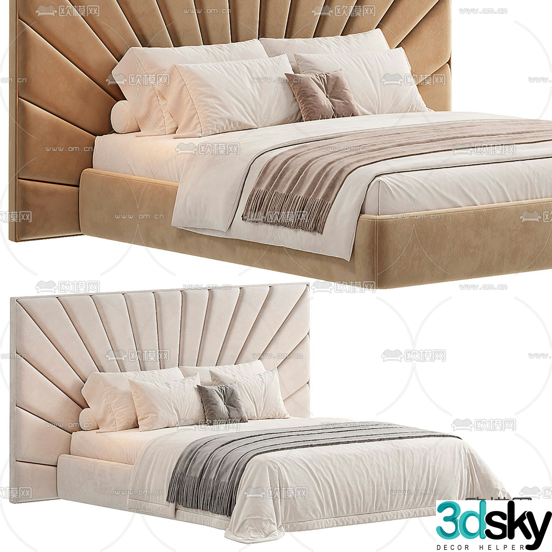 Modern double bed 3d model