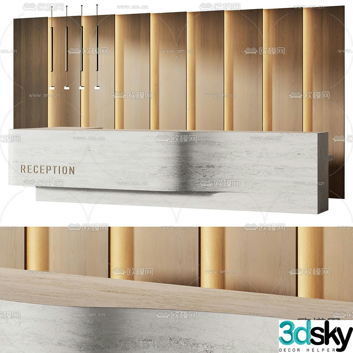 Front desk service desk reception desk 3d model