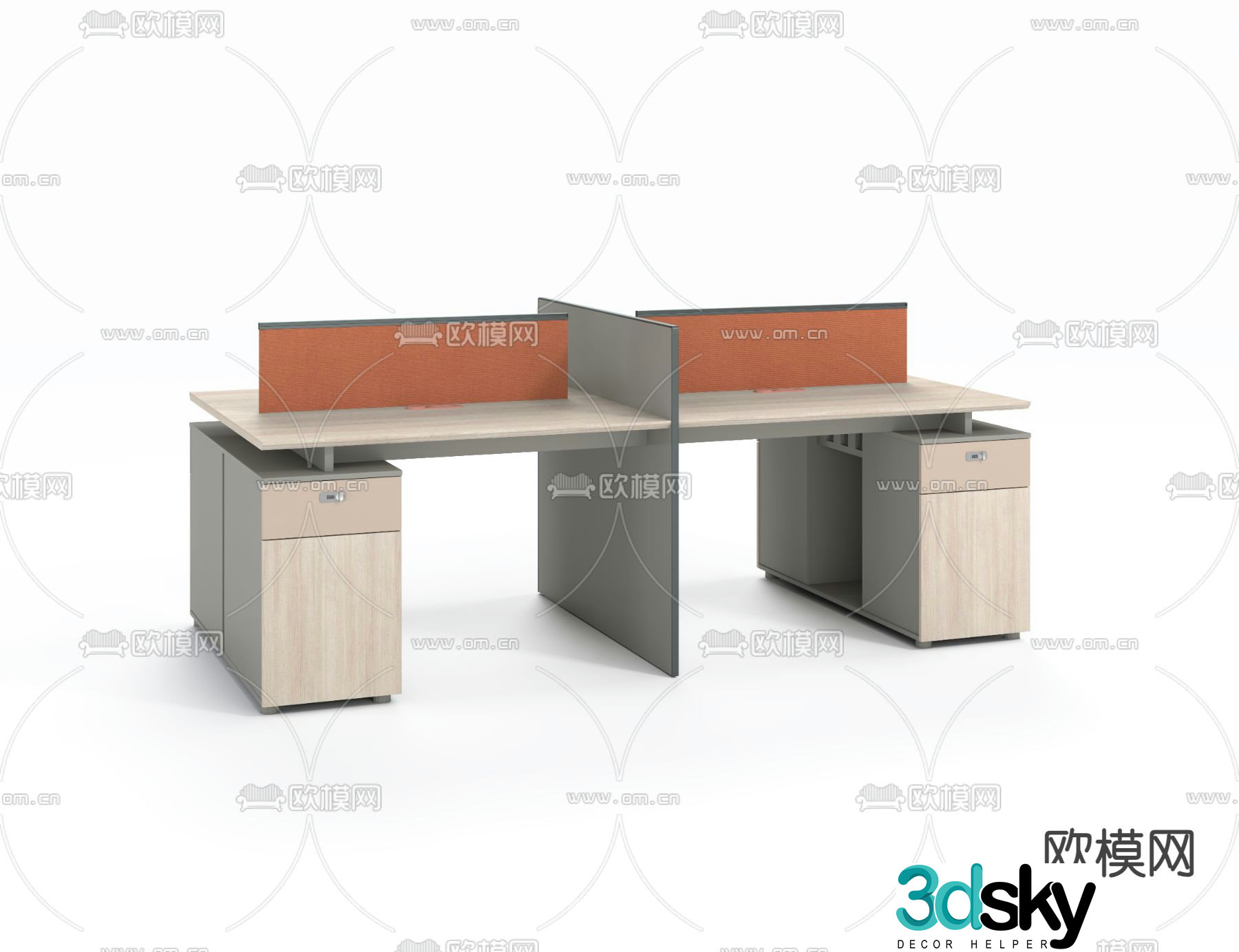 Desk employee desk post card slot 3D model