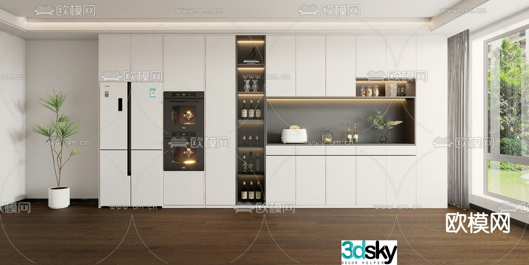 Modern wine cabinet sideboard 3D model