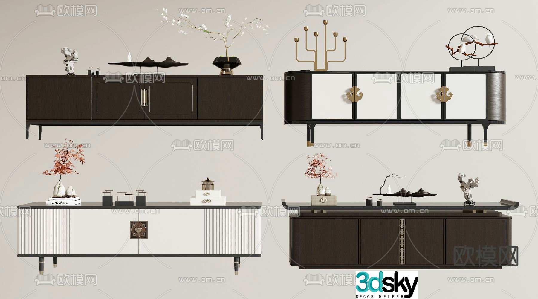 New Chinese style TV cabinet 3d model