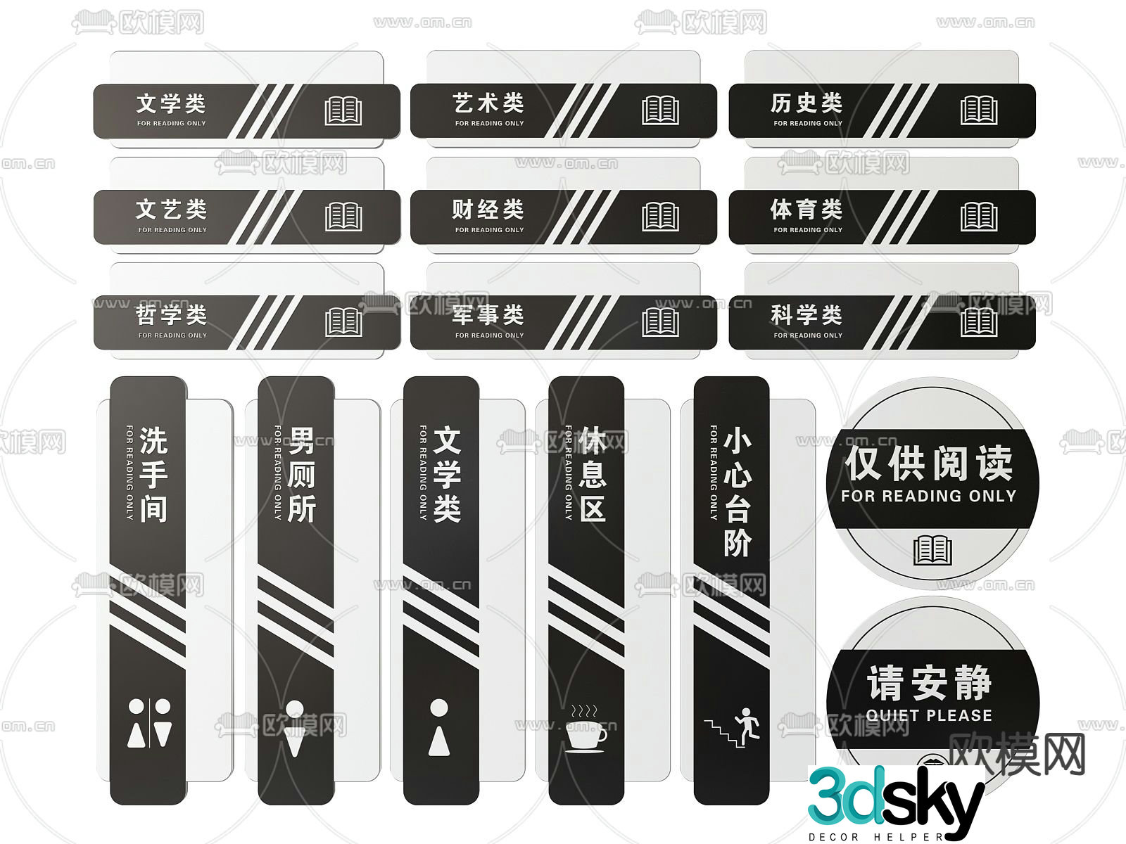 School signage library floor index signage 3d model