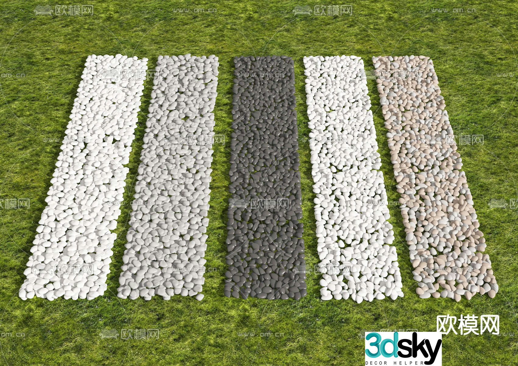 stone gravel path cobblestone 3d model