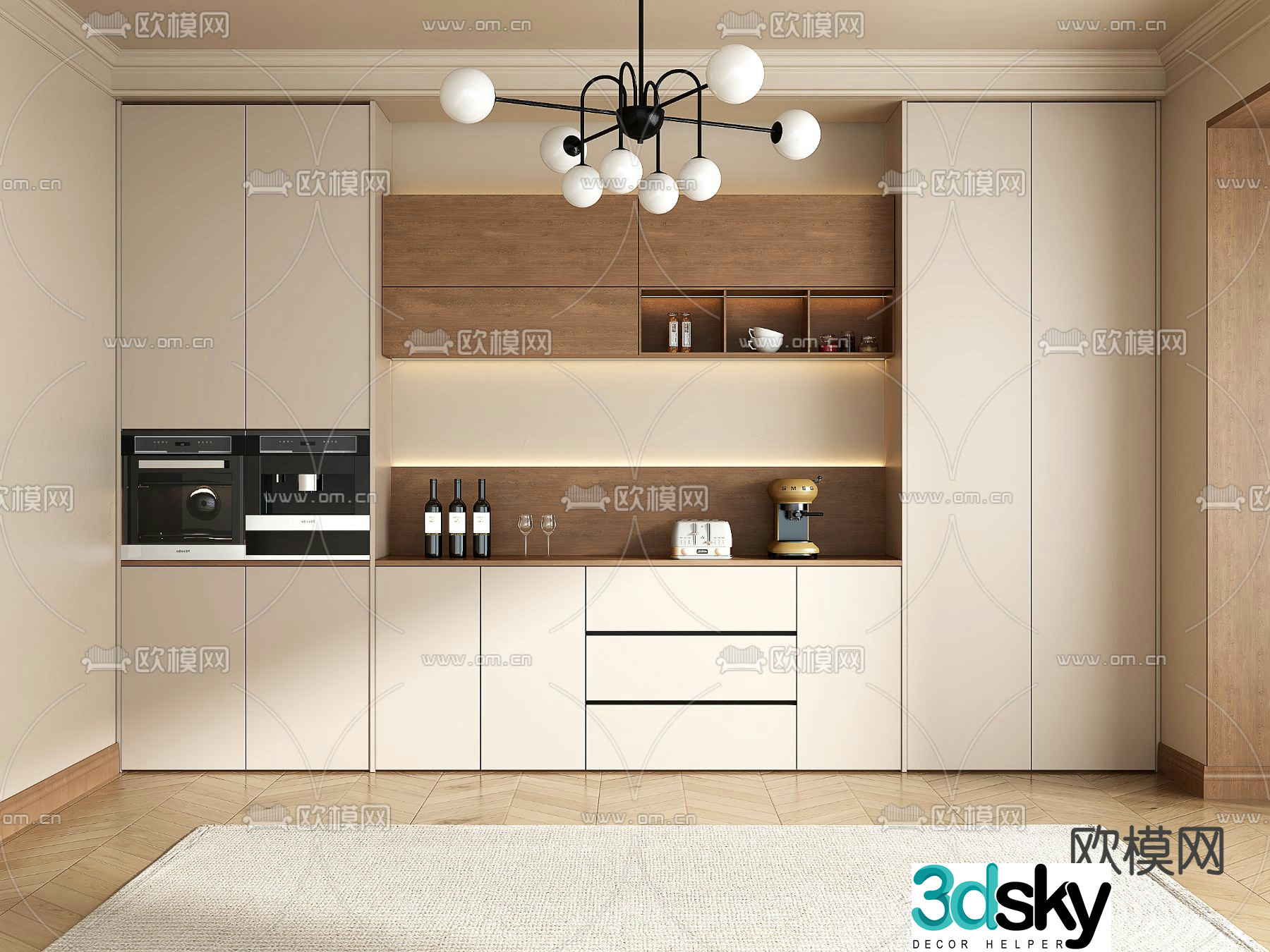 Medieval style wine cabinet and sideboard 3D model