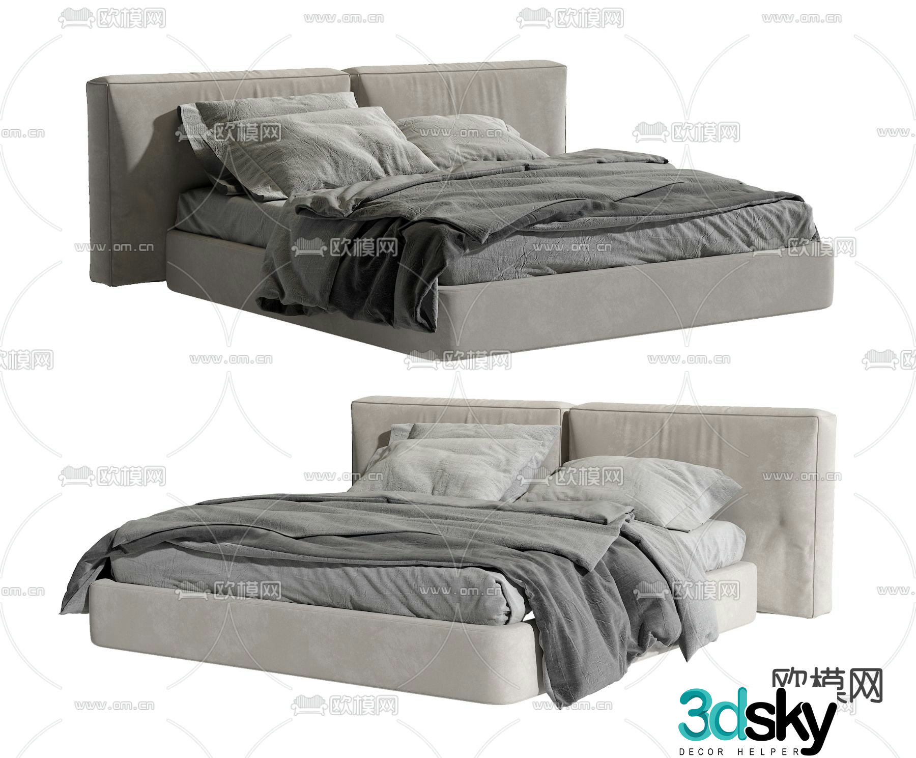 Modern double bed 3d model