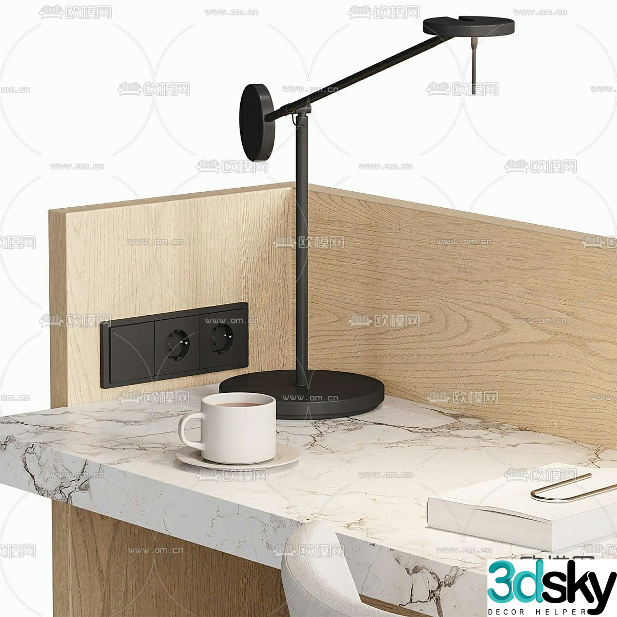 Modern double bed 3d model