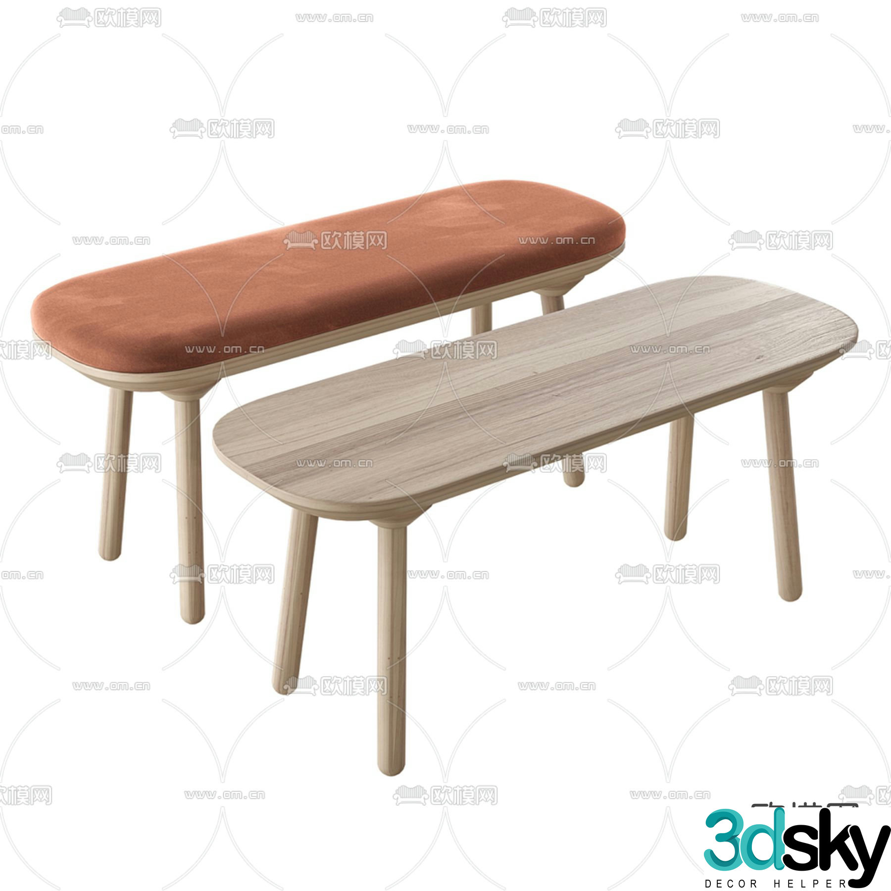 Modern bench shoe changing stool 3d model
