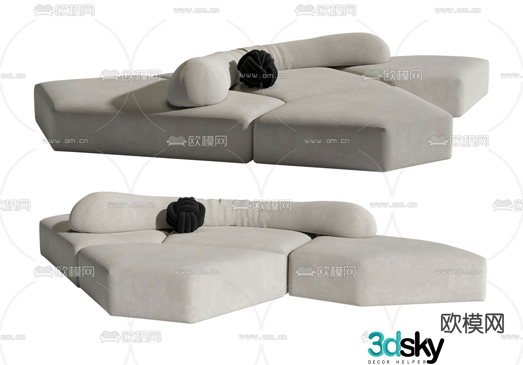 Edra rock sofa island sofa 3d model