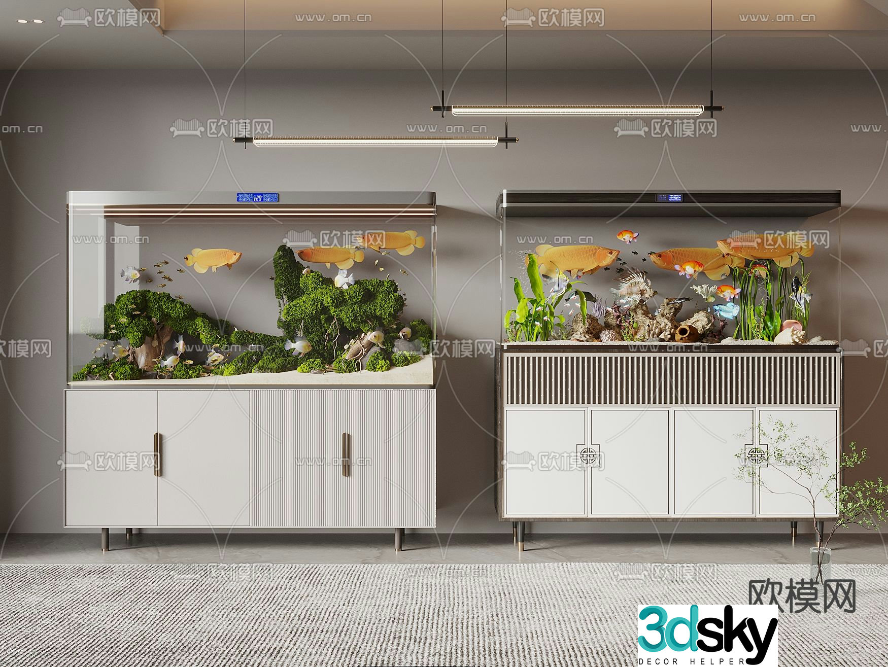 New Chinese fish tank aquarium 3D model