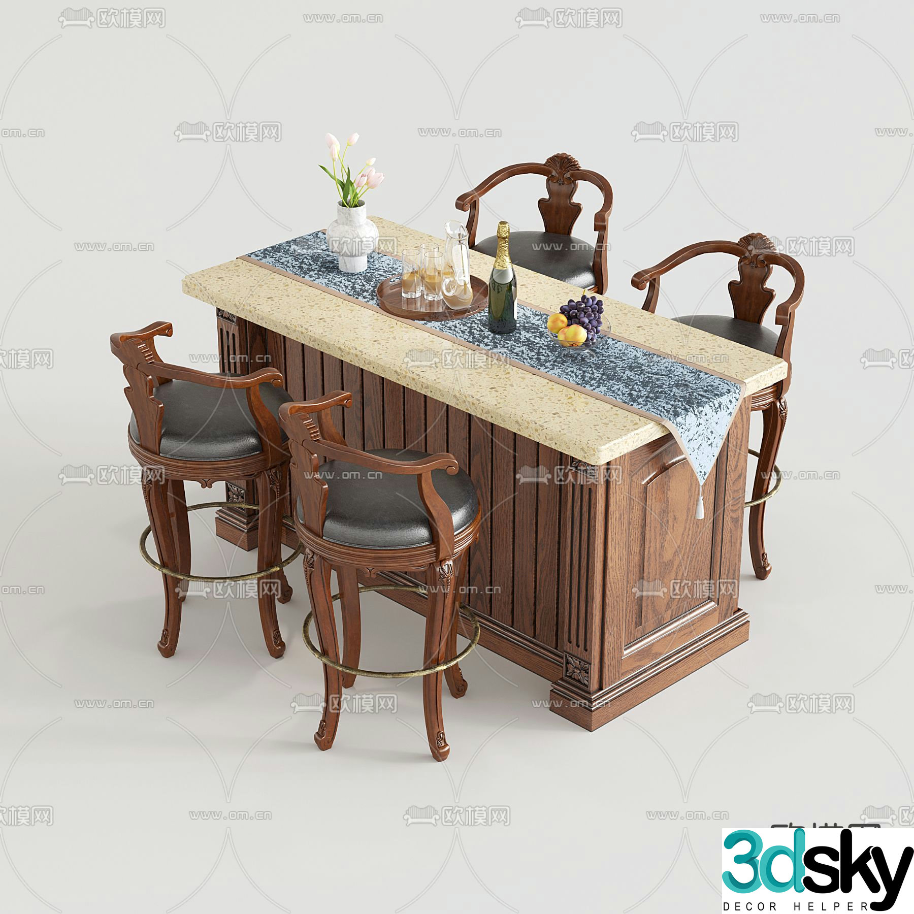 American island bar 3d model
