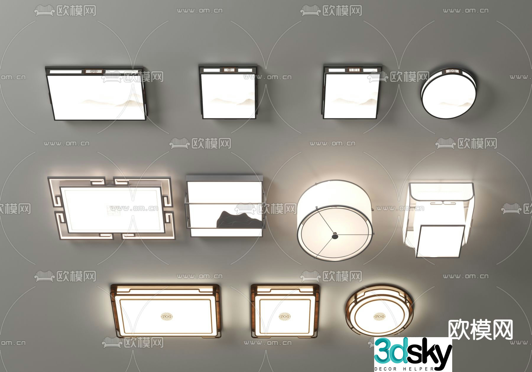 New Chinese style ceiling lamp bedroom lamp 3d model
