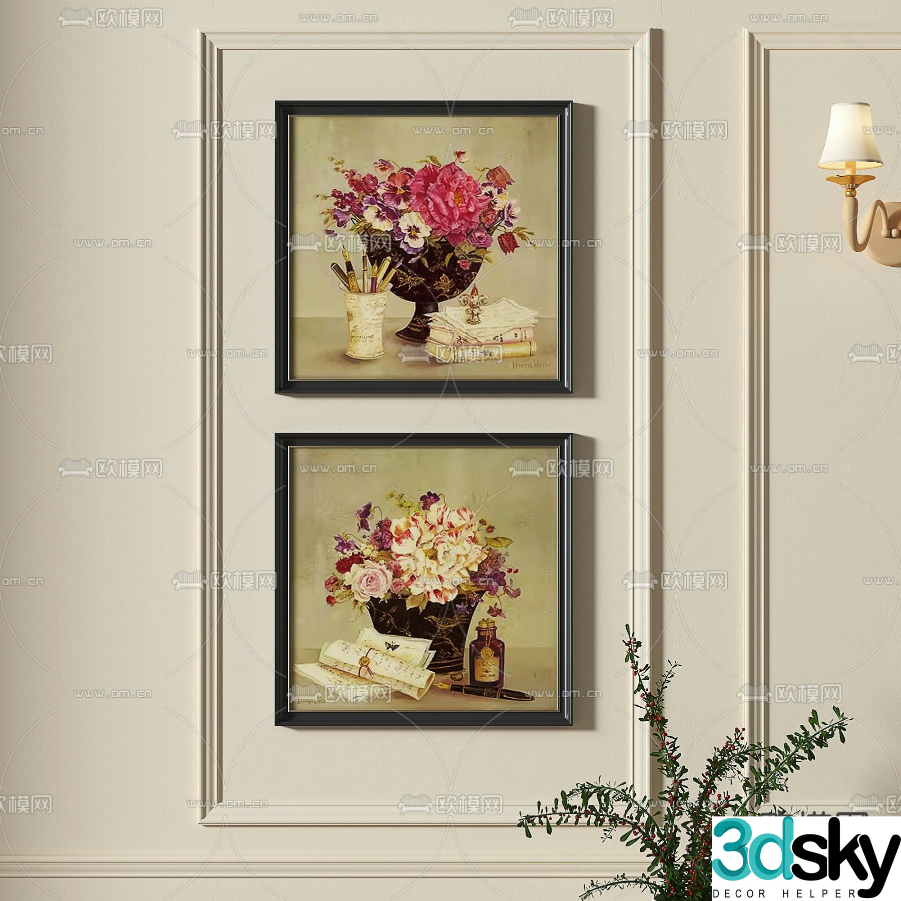 3D model of Chinese ancient decorative painting