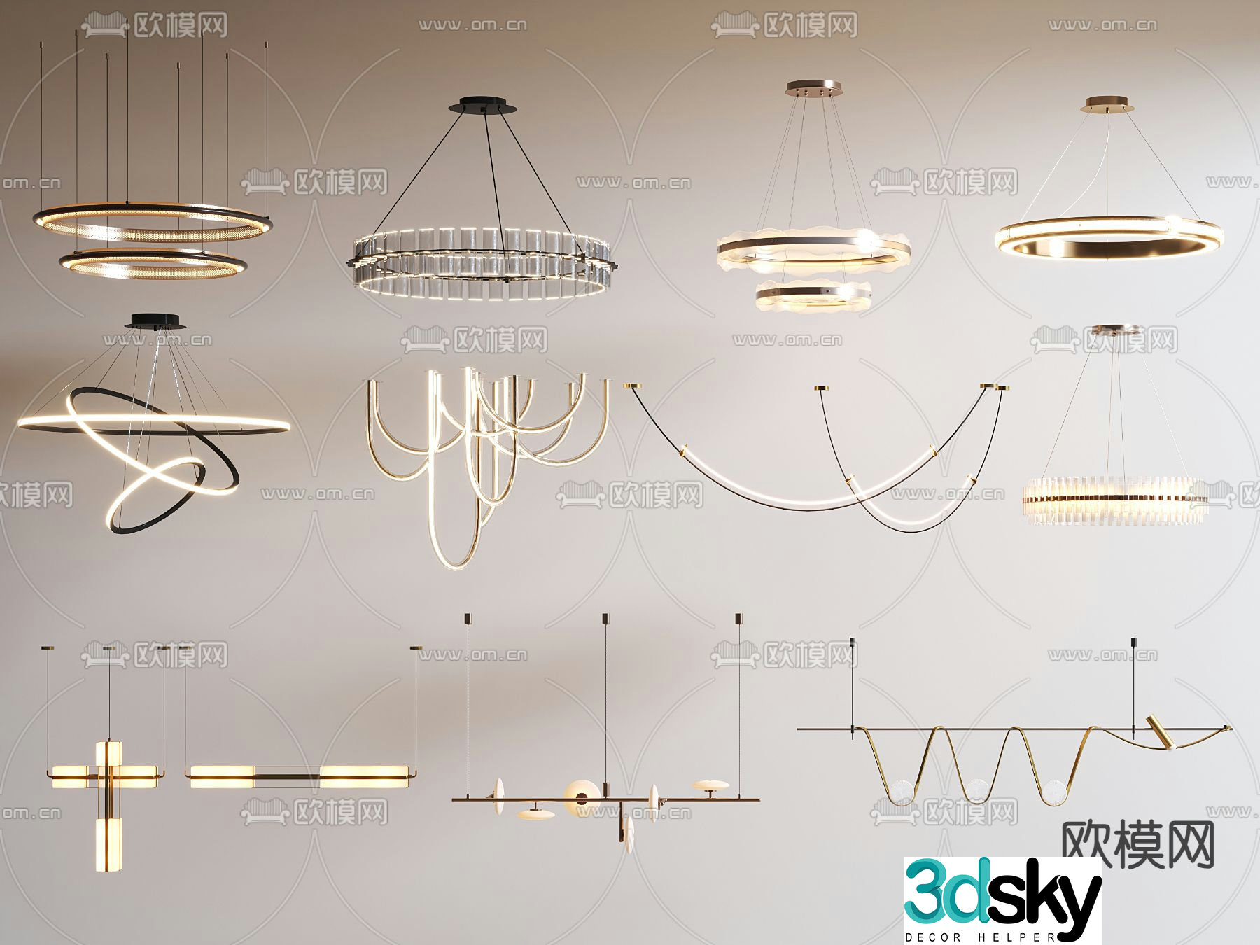 Art chandelier glass chandelier 3d model