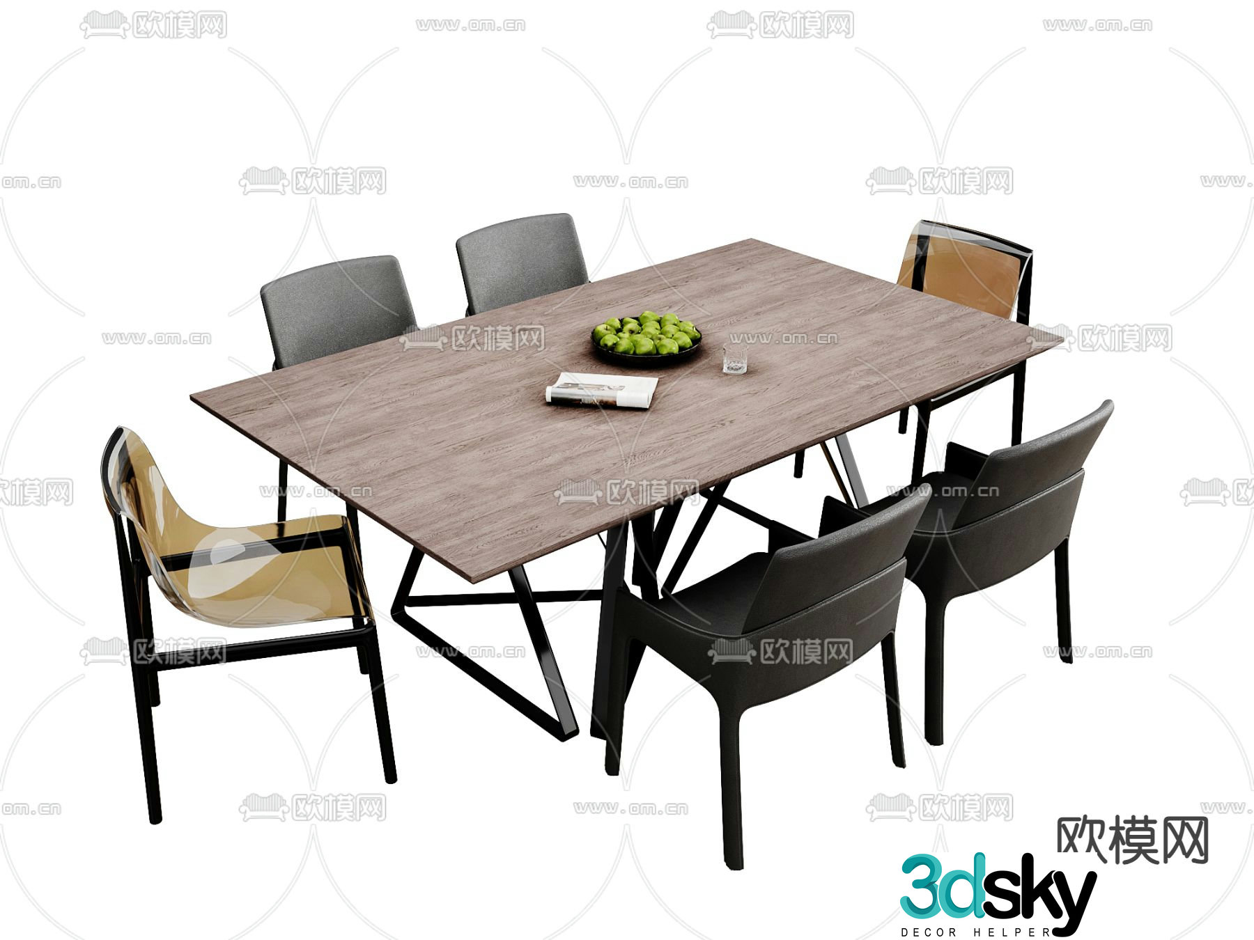 Modern dining table and chair 3d model