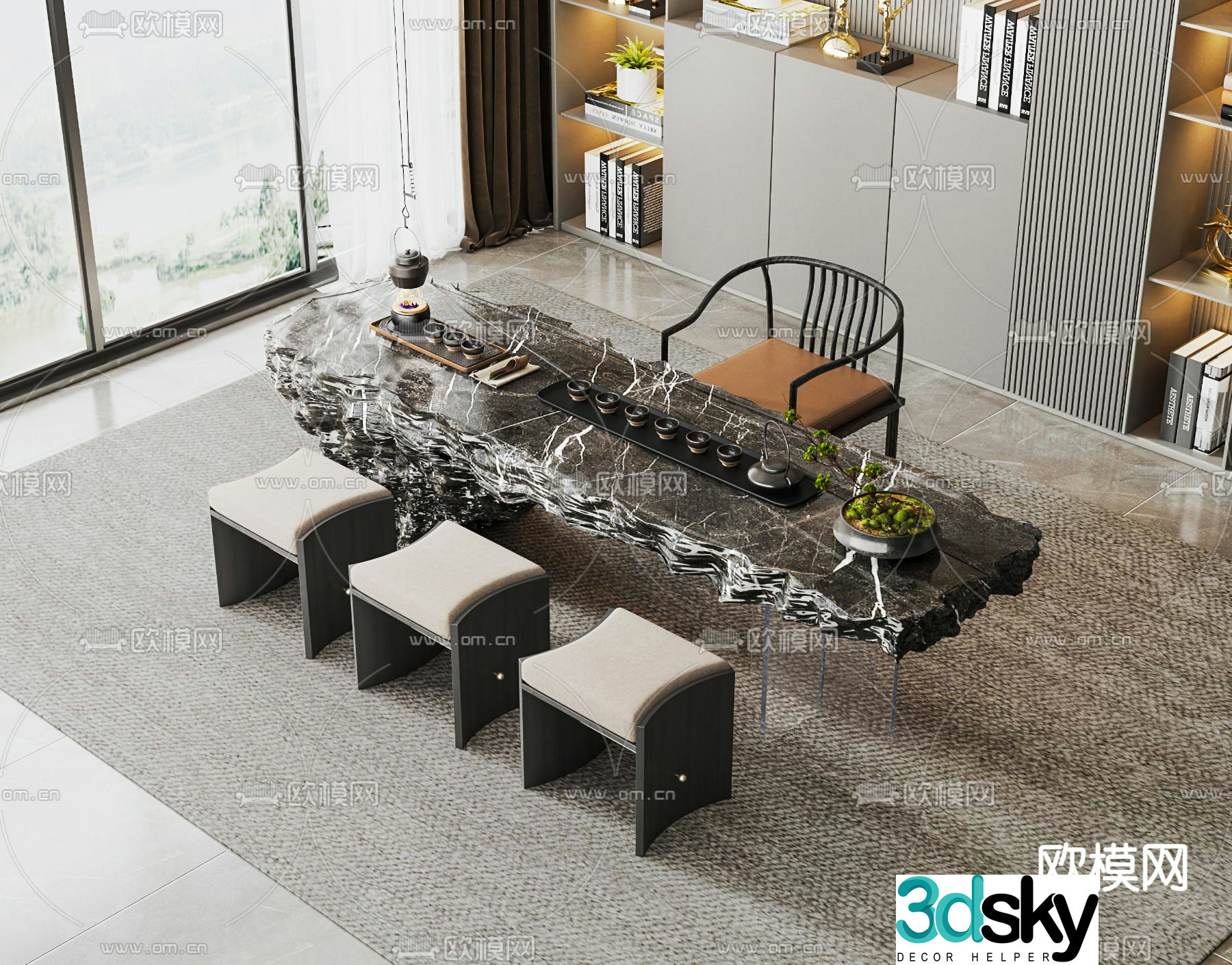 Modern tea table tea table 3d model