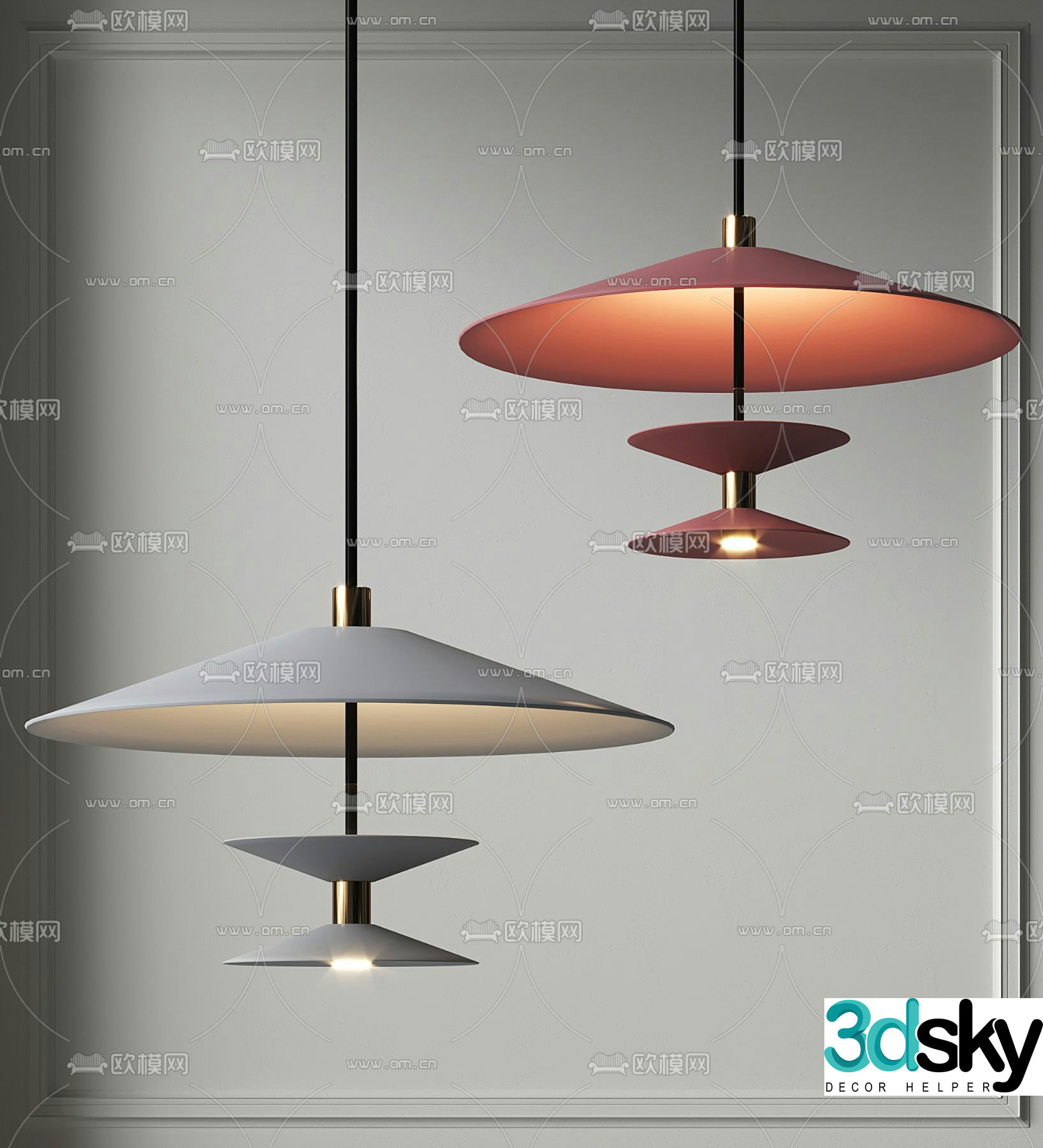 Modern flying saucer chandelier bedside small chandelier 3d model