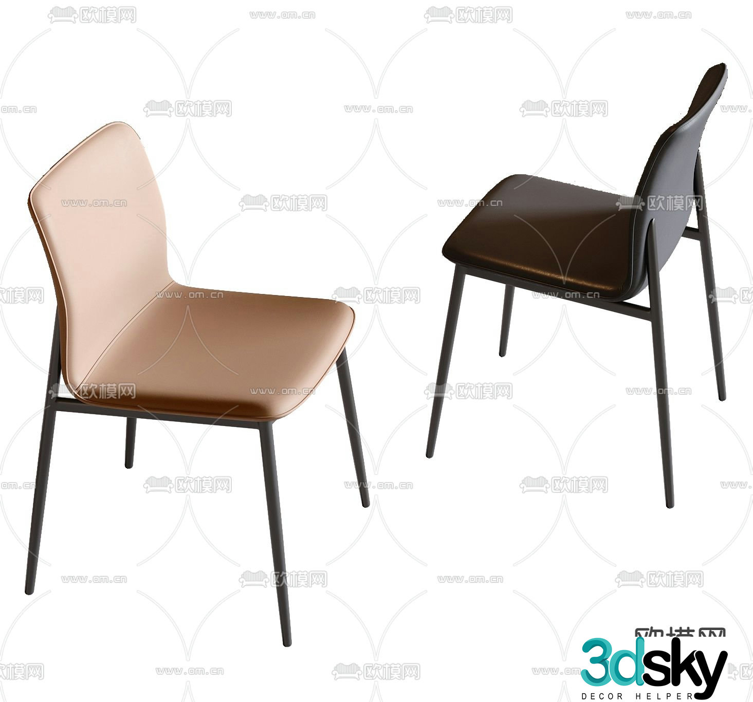 Modern dining chair single chair 3d model