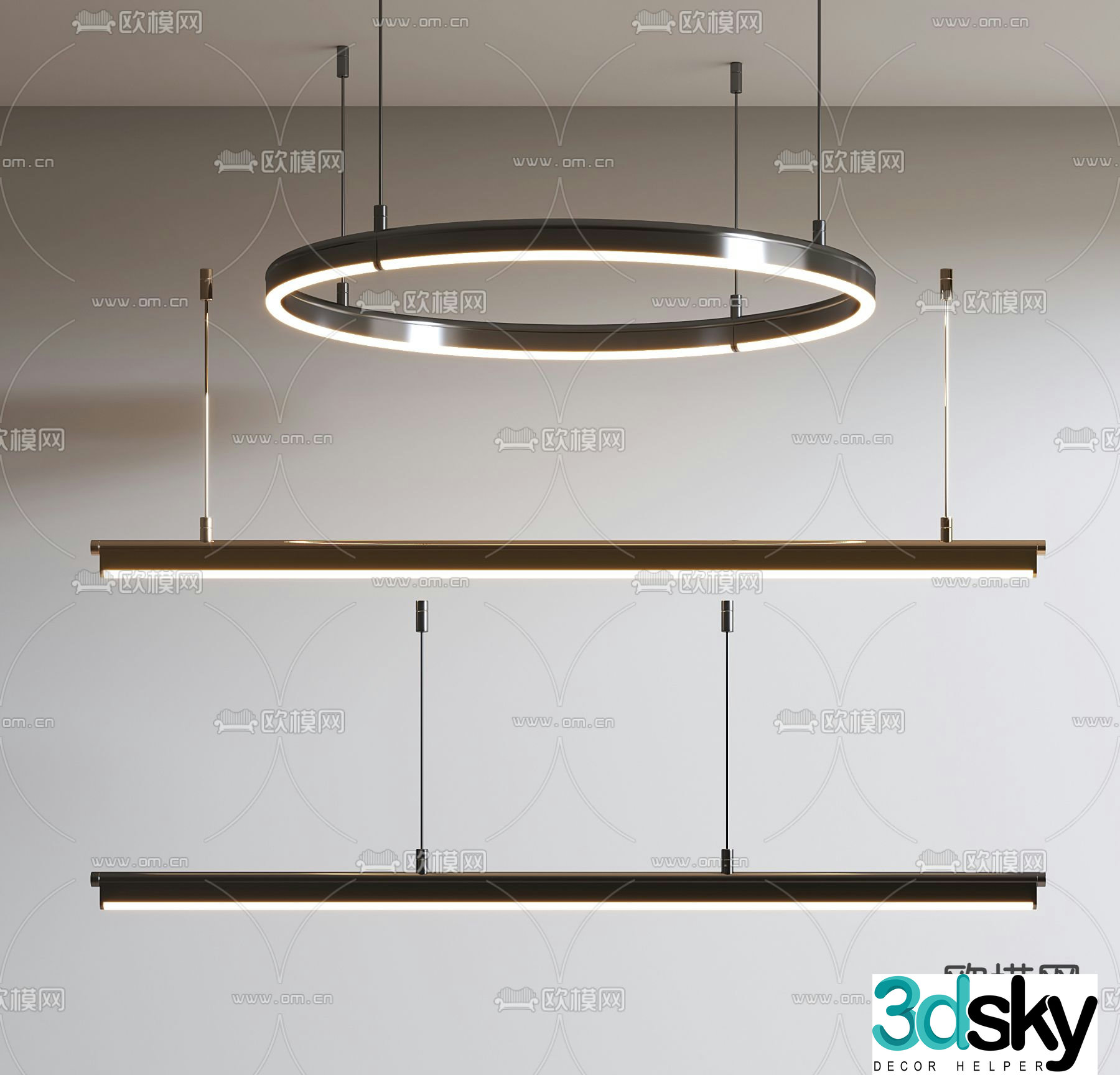 Modern ring chandelier 3d model
